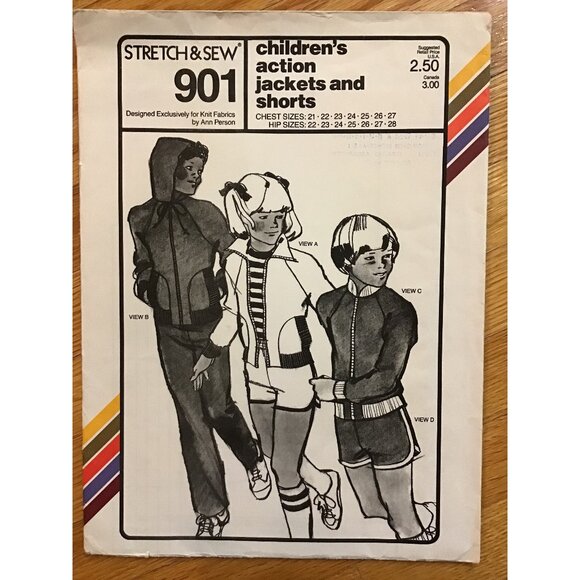 Children’s Warm Up Jackets and Shorts Pattern Stretch & Sew 901 UNCUT - Picture 1 of 6